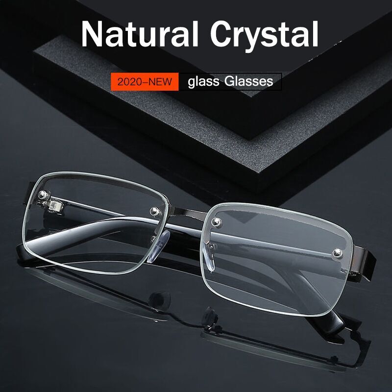 Anti-Scratch Real Glass Lens Reading Glasses Unisex Ultralight Full Rim Unbreakable Presbyopic Diopter Eyewear gold/silver