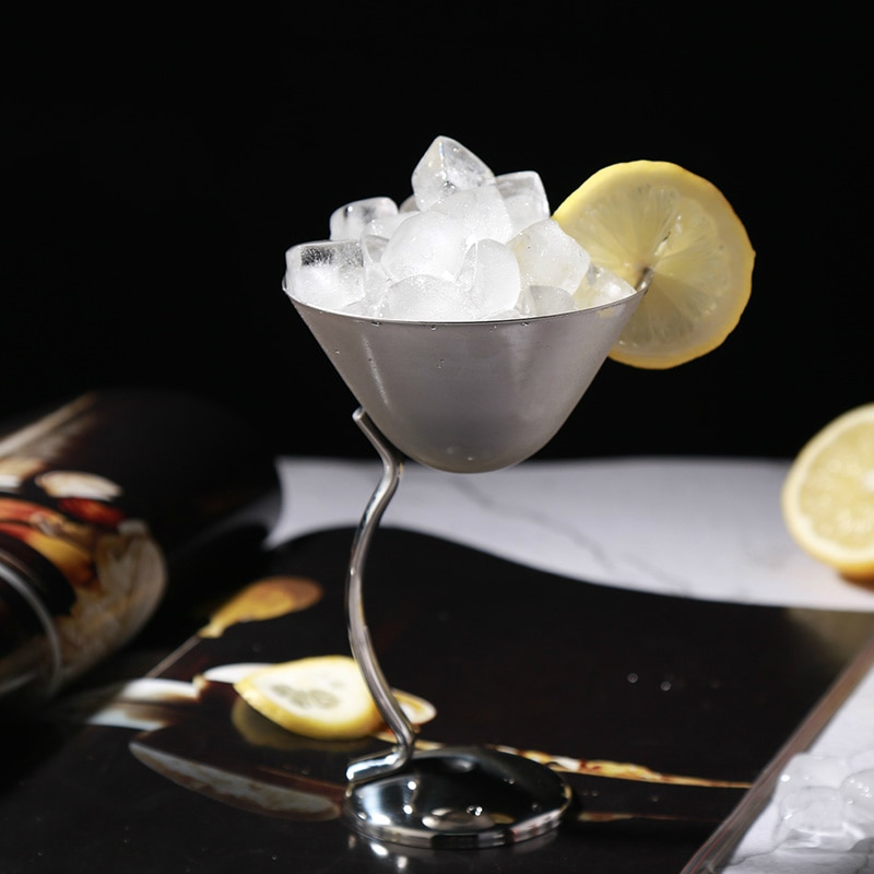 Copa de Martini torcida de Metal, copa de vino dulce, Triangular, boda, acero inoxidable 304: Silver