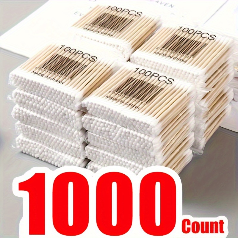 1000- pack bomullspinnar - bambupinnar bomullspinnar för öronen - dubbla runda tjocka bomullspinnar lämpliga för smink och rengöring: Default Title