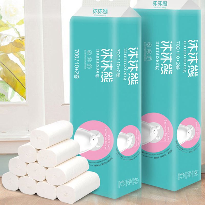 12 Rolls Silky, Smooth Soft Series Premium Home Toilet Paper, Kitchen Eco Friendly 100% Recycled Toilet Tis