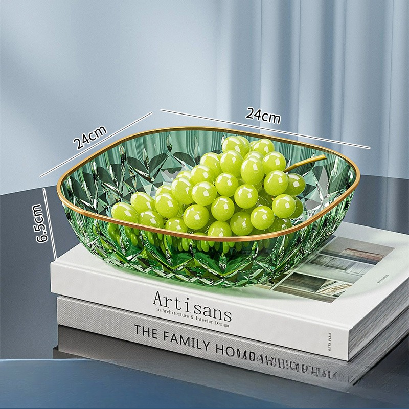 24cm PET Fruit Plate Clear Plastic Fruit Bowl for Kitchen Party Snack Fruit Tray Kitchen Tableware Luxury Nut Snack Plate: Dark Khaki