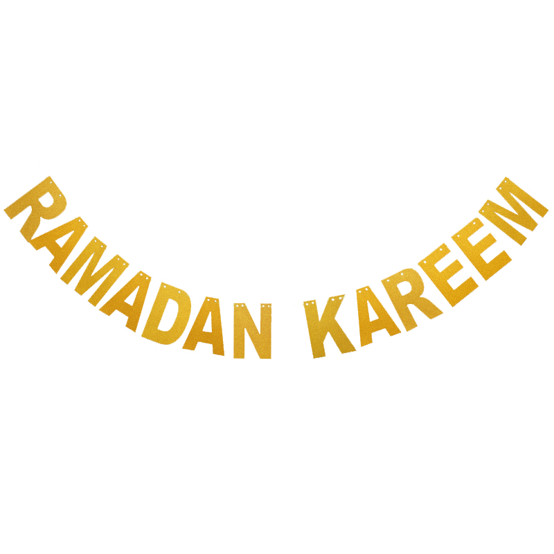 EID Mubarak bannière paillettes étoile lune lettre papier banderoles guirlande islamique musulman fête Ramadan Kareem décorations pour la maison 2024: Or
