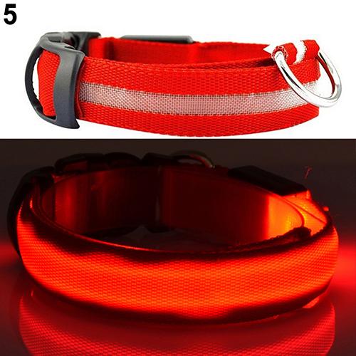 Nylon Led Glow Pet Hond Kraag Hanger Night Veiligheid Knipperende Kat Hond Hals Kraag Leiband Lichtgevende Verstelbare Kraag Voor Hond lopen: Rood / S