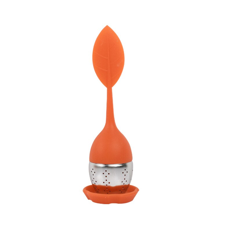Aardbeienthee-infuser, roestvrijstalen theebol, theezeefje voor het zetten van thee, kruidenfilter, keukengereedschap: Oranje