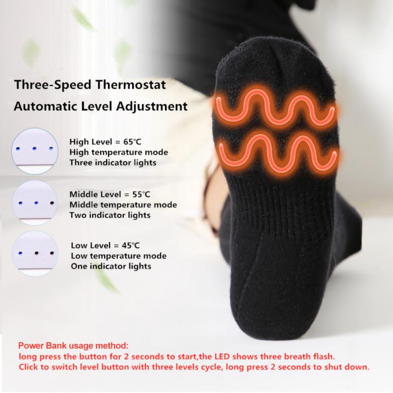 Calcetines de deporte para exteriores de 4000mAh, calcetines calefactores para acampar, senderismo, calcetines cálidos con batería recargable, calcetines calefactables eléctricos, calentador de pies