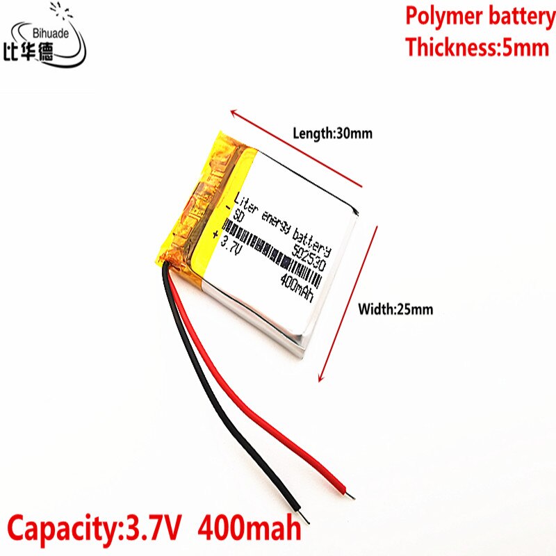 3.7V 502530 400 Mah Lithium-Ion Polymeer Batterij Goederen Van Ce Fcc Rohs Certificeringsinstantie