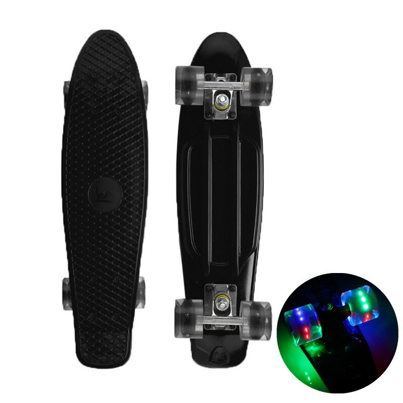 22 tuuman rullalauta vilkkuva valo mini cruiser rullalauta muovinen longboard banaani kalalauta katu ulkourheilu tytölle pojalle