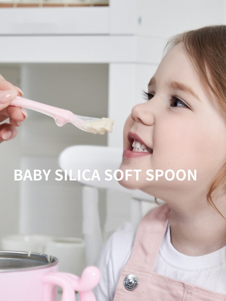 Produkt 2 stykke baby ske lille bærbar temperatur sensor ske børn silikone suppe stor