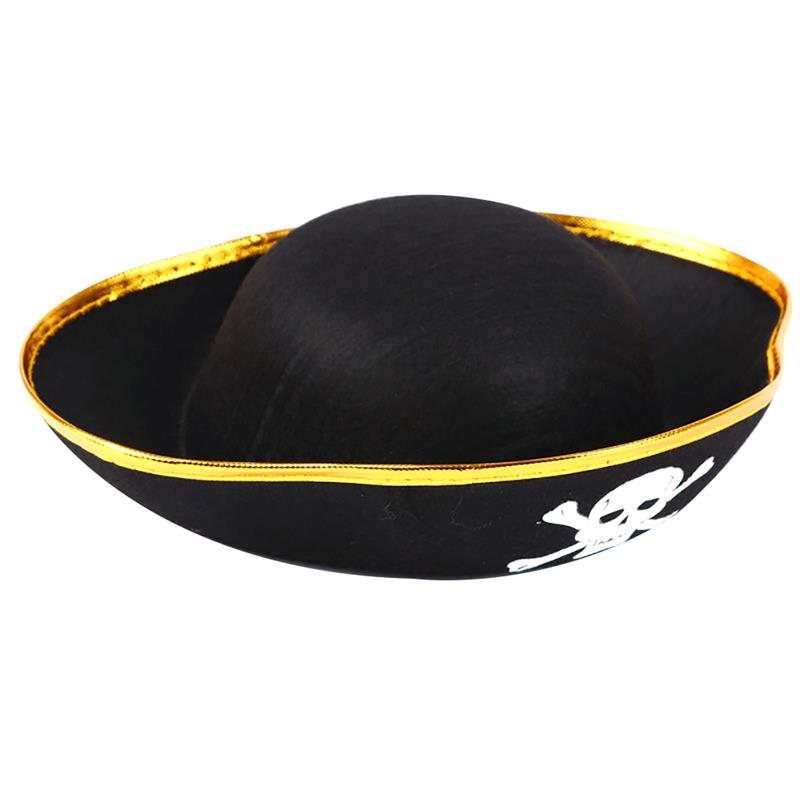 1PC Pirate Hat Halloween Masquerade Cosplay Costume Party Decor DIY Fancy Dress Up (Black+Gold)