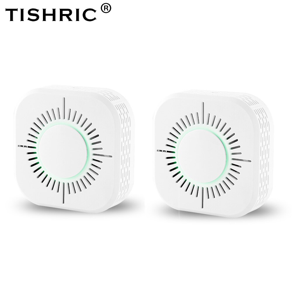 TISHRIC 433MHz Wireless Smoke Sensor Detector Protection Smoke Detector Fire Alarm System Security Work with Sonoff RF Bridge: 2PCS