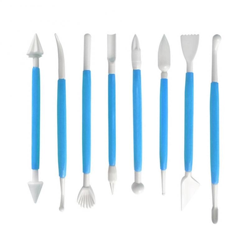 8 Stks/partij Fondant Cake Gebak Carving Cutter 16 Patronen Bloem Suiker Ambachtelijke Modelling Gereedschap Klei Fondant Cake Decorating Tool: Blue
