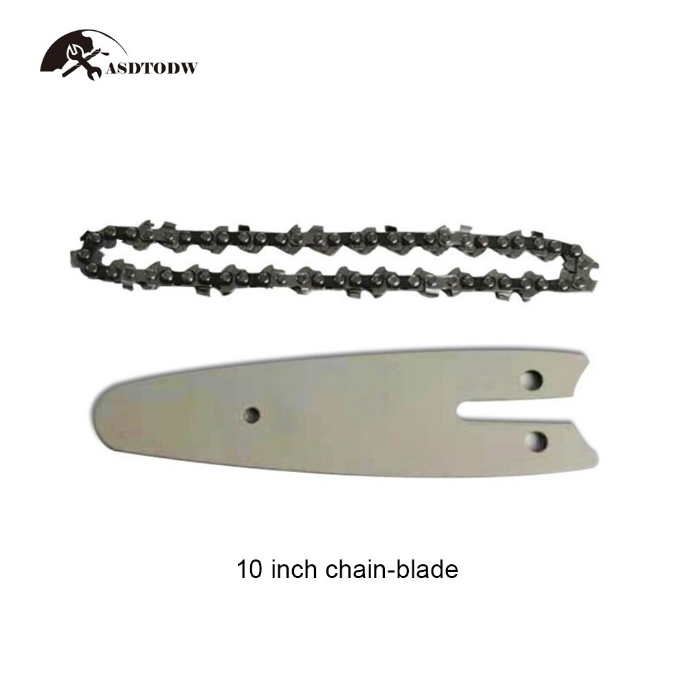 Cadena de motosierra de 4/6/8/10/12 pulgadas, reemplazo de guía de hoja y cadena de acero para Sierra de podar eléctrica portátil, carpintería: 10 inch chain-blade