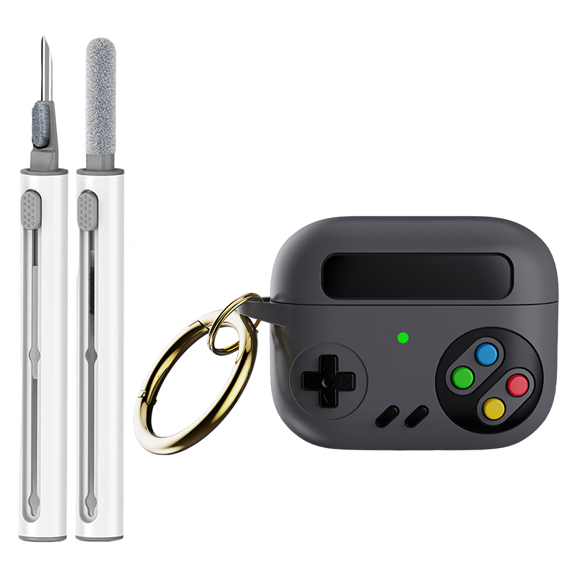 Para AirPods Pro 2 funda generación 1.a consola de juegos Retro estilo protector Air Pod segunda cubierta con llavero Compatible con AirPod 3 4: XS / Grey
