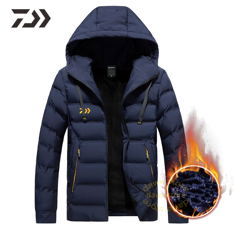 Fisch Anzug für Angeln Winter Männer Angeln Kleidung Warme Angeln Jacke draussen Mantel Verdicken Baumwolle Angeln Shirt Multi-Tasche: Blau / S