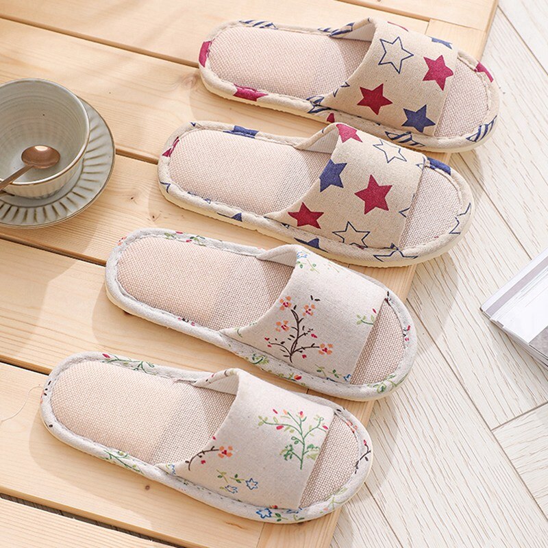 Women Home Slippers Indoor Floor Soft Couple Linen Slipper Spring Autumn Lightweight Unisex Bedroom Shoes