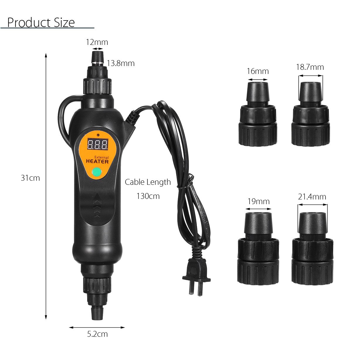 Calentador externo para acuario de 500W, 220-240V, calentador de agua para peceras con regulador de temperatura para mantener el calor