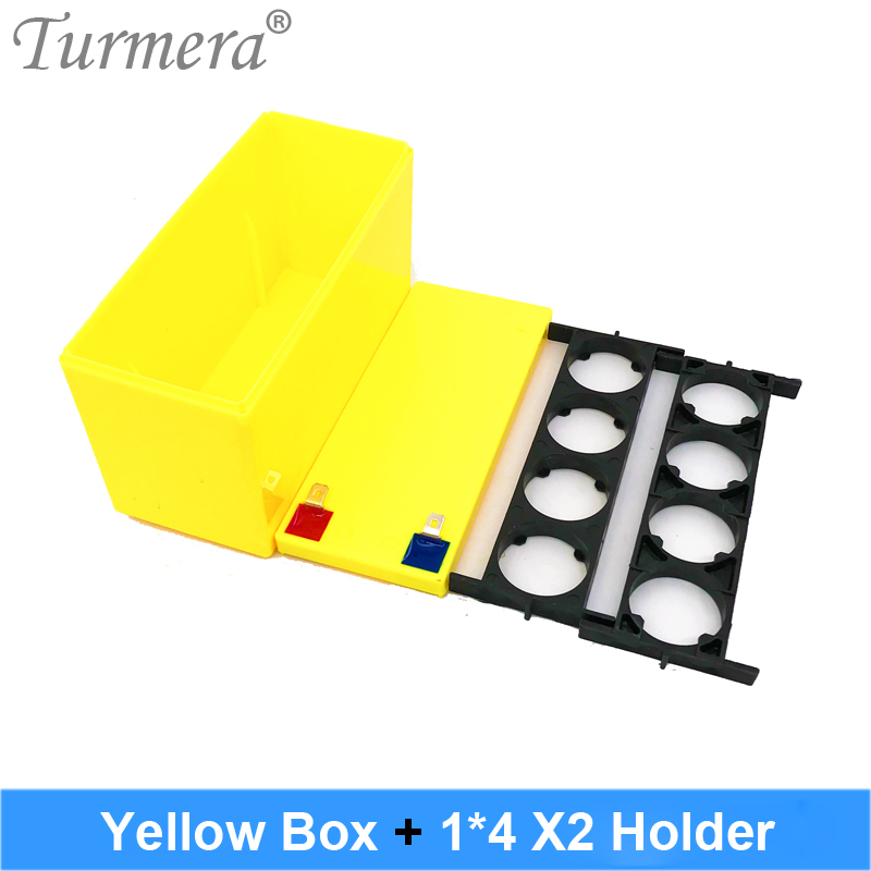Turmera 32650 32700 Lifepo4 Battery Storage Box with 1x4 Bracket for 12V 7Ah Uninterrupted Power Supply and E-bike Battery Use: Yellow Box