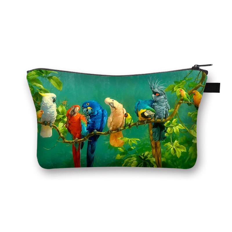 Cute Bird Parrot kosmetyczka kobiety kosmetyczka dziewczyna organizator etui kosmetyki dla kobiet Case kobiece torby podróżne ze schowkiem: shzbparrot08