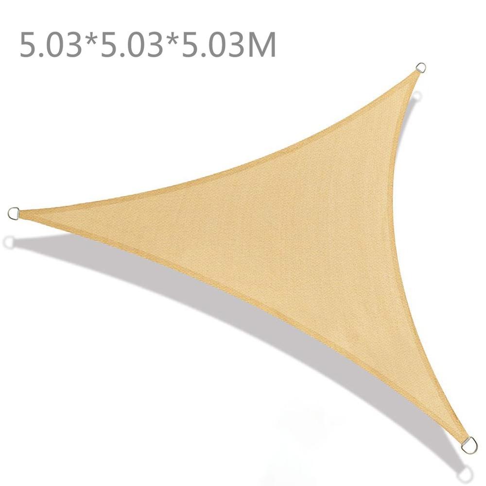 Triangle Canopy Waterproof Awning Sunshade Outdoor Garden Beach Camping Patio Pool Shelter Toldos Para Exterior тент от солнца: beige 5.03x5.03x5.03