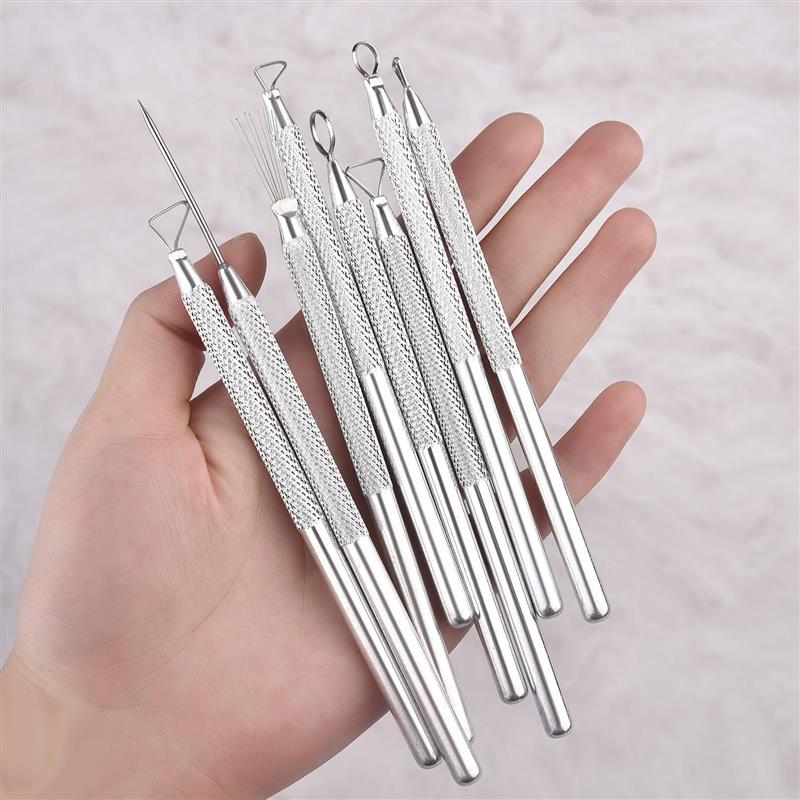 1/8Pcs Texture Ceramics Detail Sculpting Tools Polymer Clay Brush DIY Pottery Modeling Hole Punch Clay Sculpture Tool