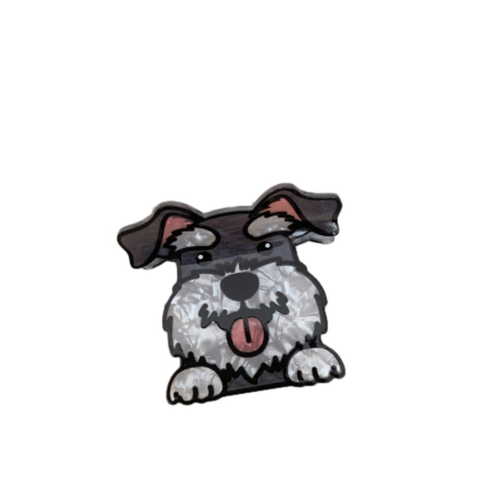 Lovely Acrylic Cartoon Dog Hair Claw Korean Style Puppy Schnauzer Crab Clip Cute Small Shark Clip Daily: Pink