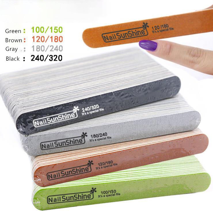 Limas de madera para uñas, pulidor de Lima para manicura, limas para uñas gruesas, 200, 180/240, 120/180, 240/320, 100/150 Uds.: mix colour