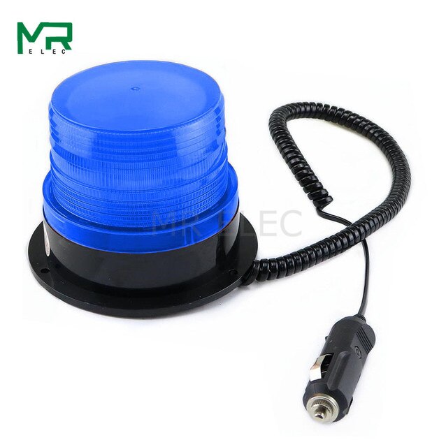 N-5095 12V/24V Sigarettenaansteker Signaal Waarschuwingslampje Rolling Led Knippert Noodverlichting Baken Lamp Met magnetische Gemonteerd: blue / No voice 12V