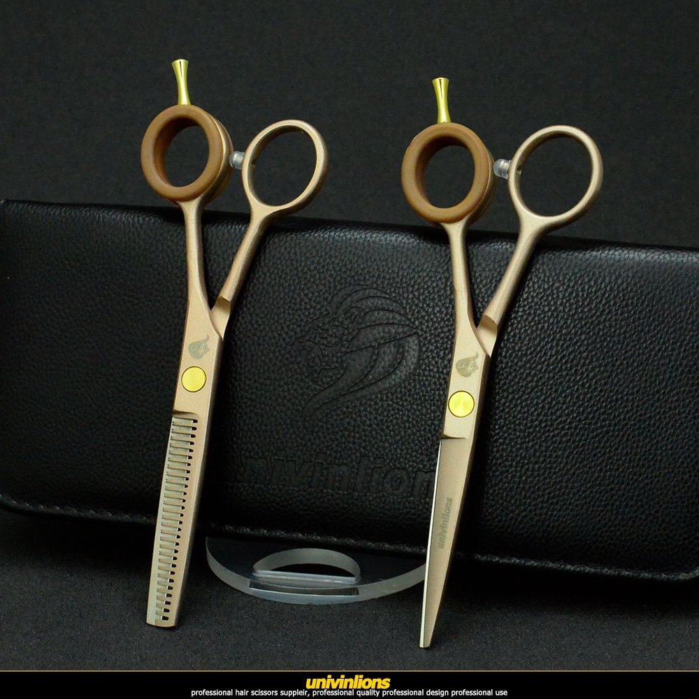 univinlions 5.5" rose gold hairdresser scissors barber hairdressing scissors haircut shears thinning hair golden scissors razor