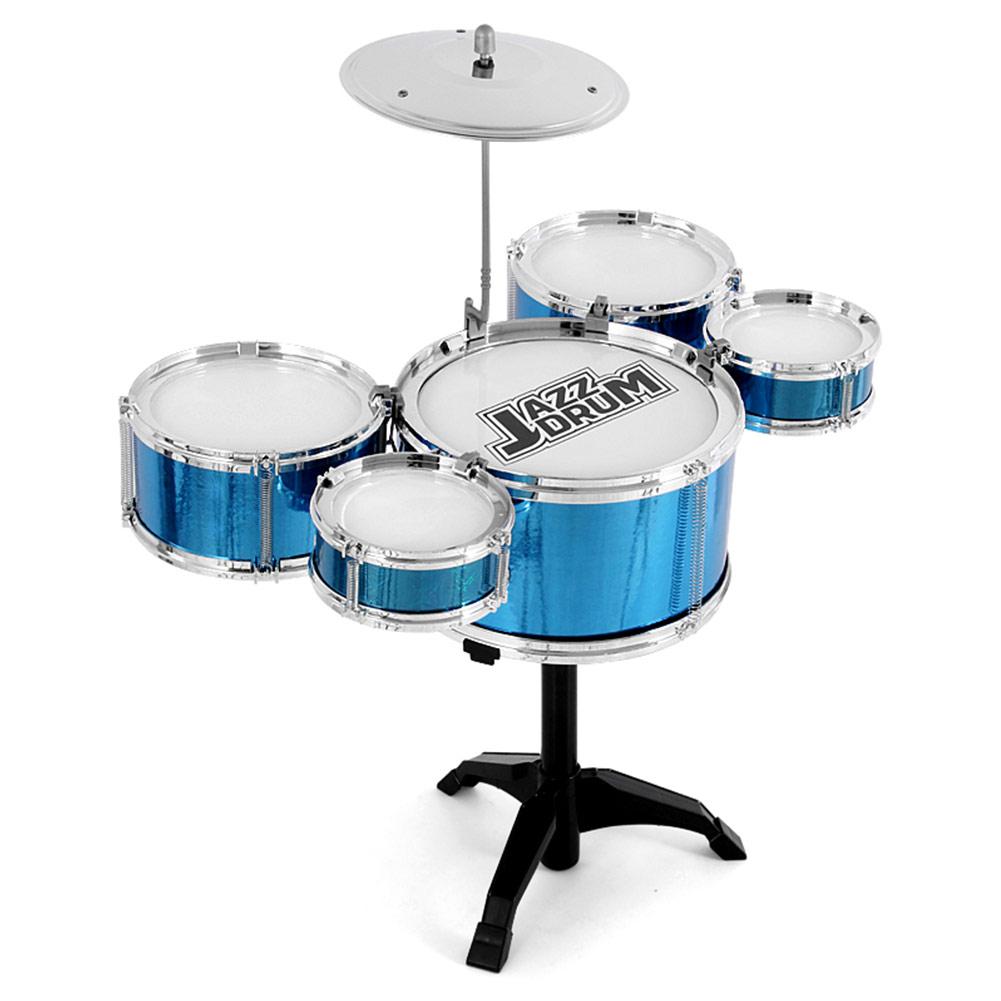 Children Kids Practicing Jazz Drum Set Kit Musical Educational Instrument Toy For Over 3 Years Old: Blue