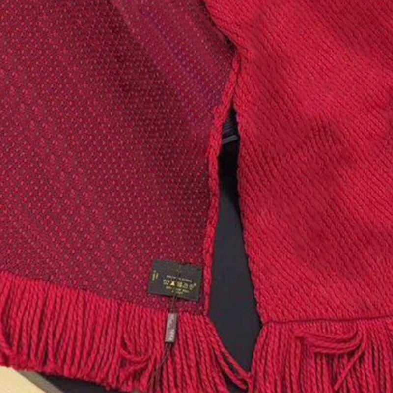 Mærke kvinder vinter tørklæde stribet ensfarvet bomuldsuld lang tørklæde: Rød