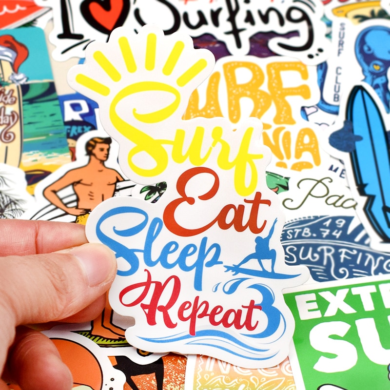 50 Uds verano pegatina de Surf playa de Graffiti Surf pegatinas DIY para tabla de Surf portátil equipaje bicicleta de la tableta de la botella de agua