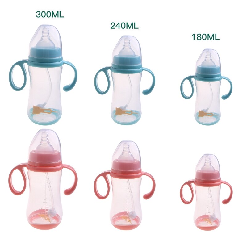 Baby Fles Melk Voeden Drinken Cup Brede Kaliber Siliconen Tepel Melk Fles D5QA