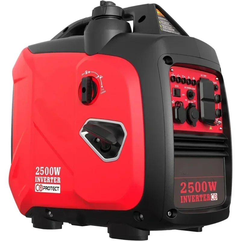Gerador inversor portátil movido a gás de 2500 watts, sensor de CO, super silencioso para camping, tailgating, uso em emergências domésticas: Default Title