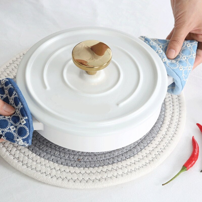 Bordado japonés para cocina, tapa triangular antiquemaduras con asa para olla, aislamiento térmico, guantes de tela, chaqueta para olla