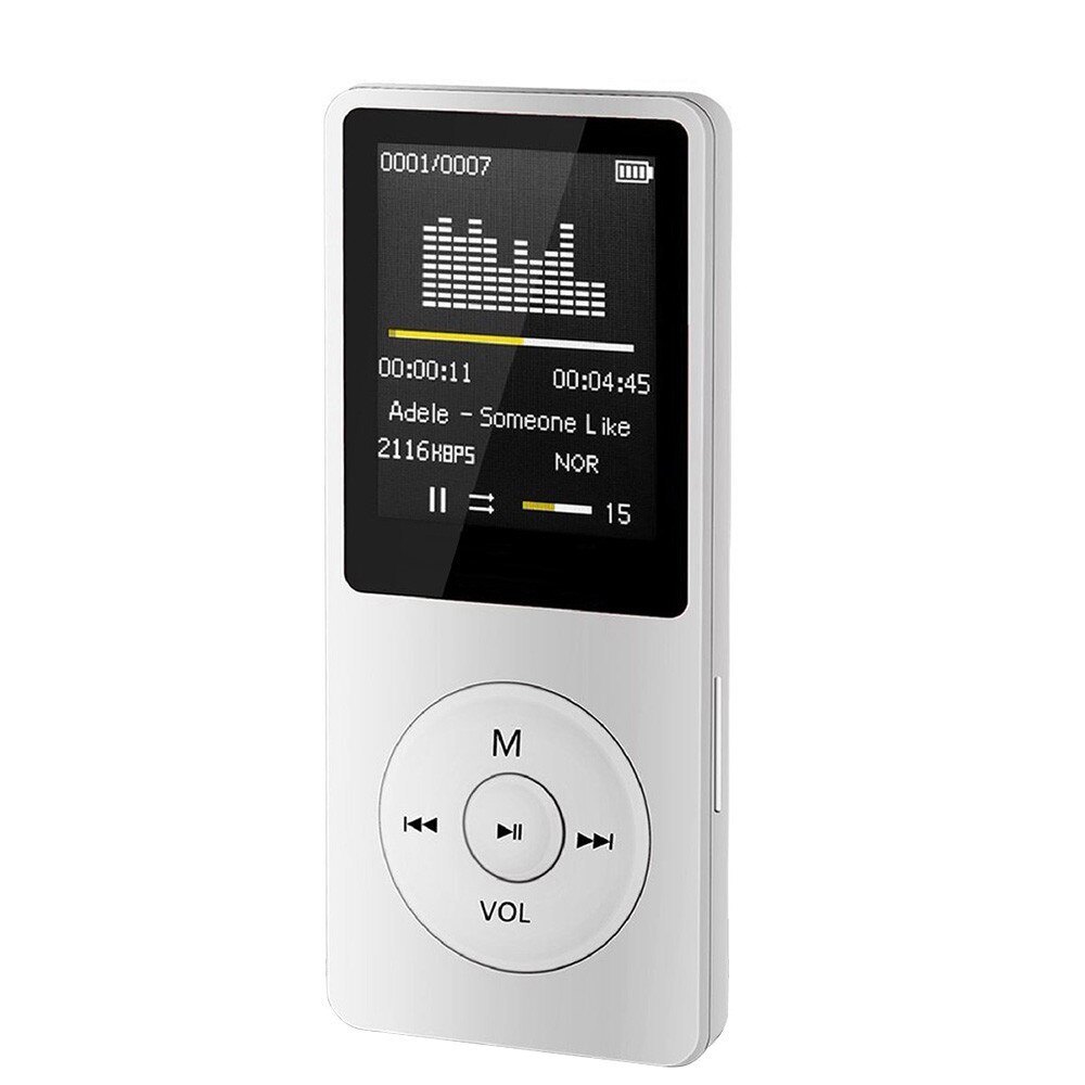 Portable MP4 Player LCD Screen FM Radio Video Games Movie Player MP4 Music Player Recorder Walkman Sport Metal Player A40: white