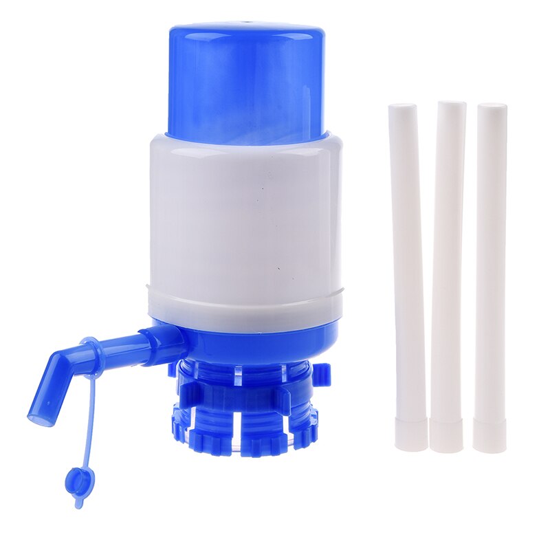 Drikkevand håndpressepumpe til flaskevandspumpe hjemmekontor blå hvid
