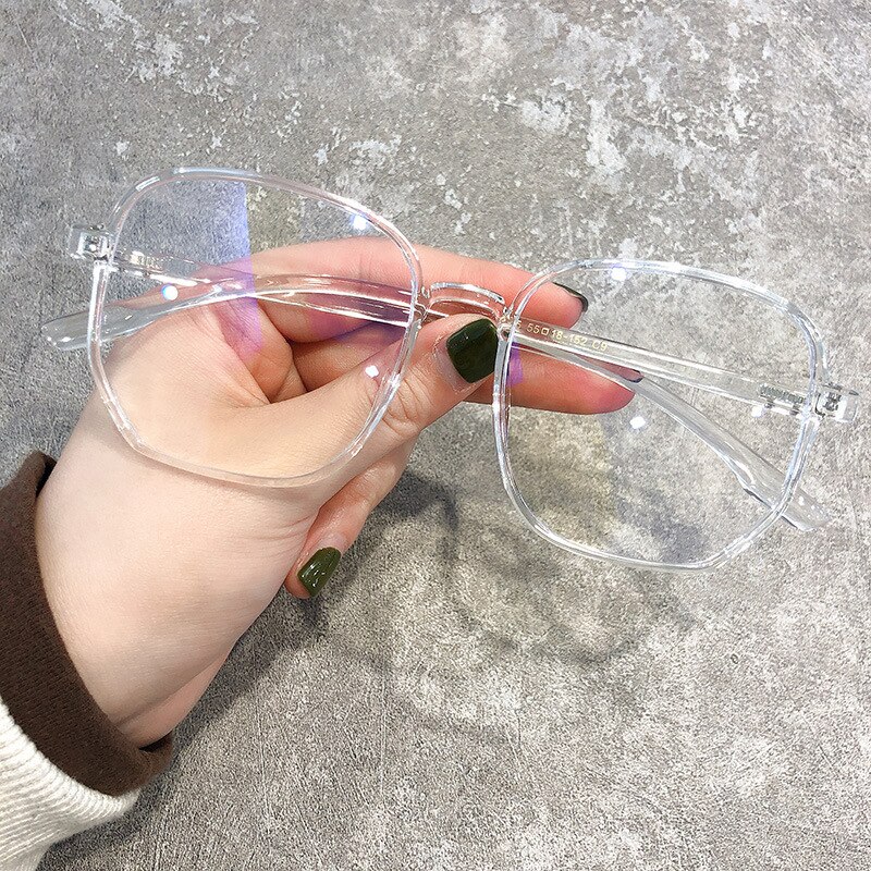 Anti-blue Glasses Retro Flat Mirror Large Frame Irregular Polygon Flat Mirror Ins Net Celebrity Plain Thin Glasses: White / Empty frame no lens