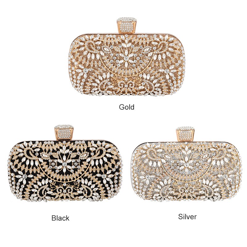 Diamant soirée pochette pour femmes sac à main de mariage chaîne sac à bandoulière petit sac à main avec poignée en métal ZD1397