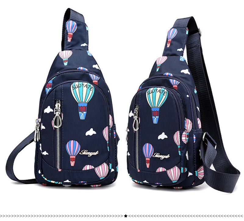 Motivo Floreale di modo Delle Signore di Sacchetto di Petto di Alta Qualità Warterproof Borsa Da Viaggio in nylon Sacchetto di Crossbody per Le Donne fionda Borsa messaggero Borsa: buio blu balloon