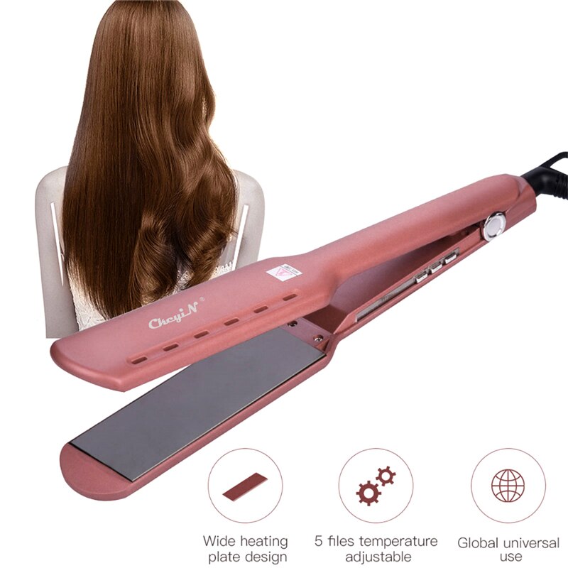 Hair Straightener Flat Iron Temperature Control Wide Iron Fast Heating Titanium Alloy Straightening Plate Wet Dry
