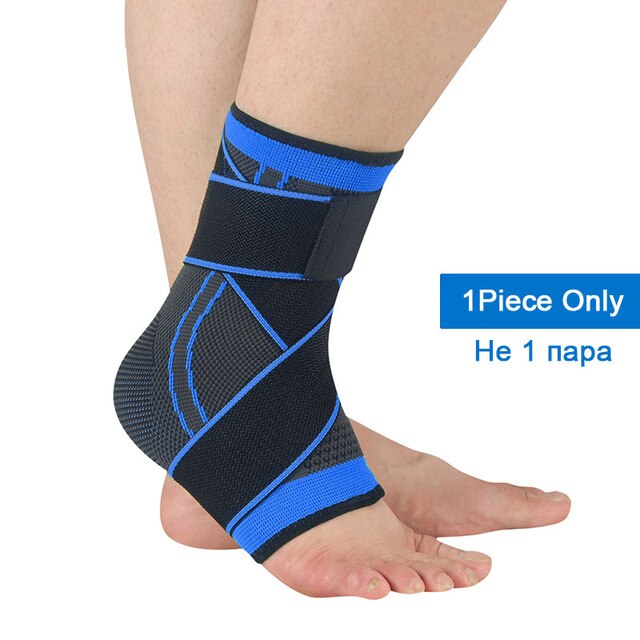 1pc 3d ankelstøtte basketball volleyball sport treningsstudio badminton ankel selebeskytter med stroppbelte elastisk: Blå