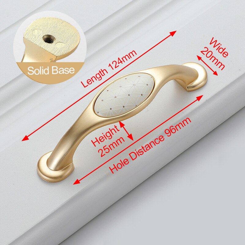 Creamic Gold and White Cabinet Handles Knobs Zinc Alloy Drawer Pulls Kitchen Door Handles Furniture Handle Door Hardware: 1028FD-96mm