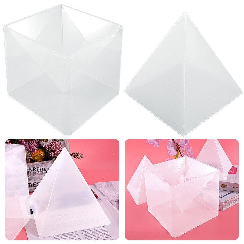 Super stor gjennomsiktig pyramide silikonform for diy krystallharpiksform hjemmedekorasjon bordform for harpiks