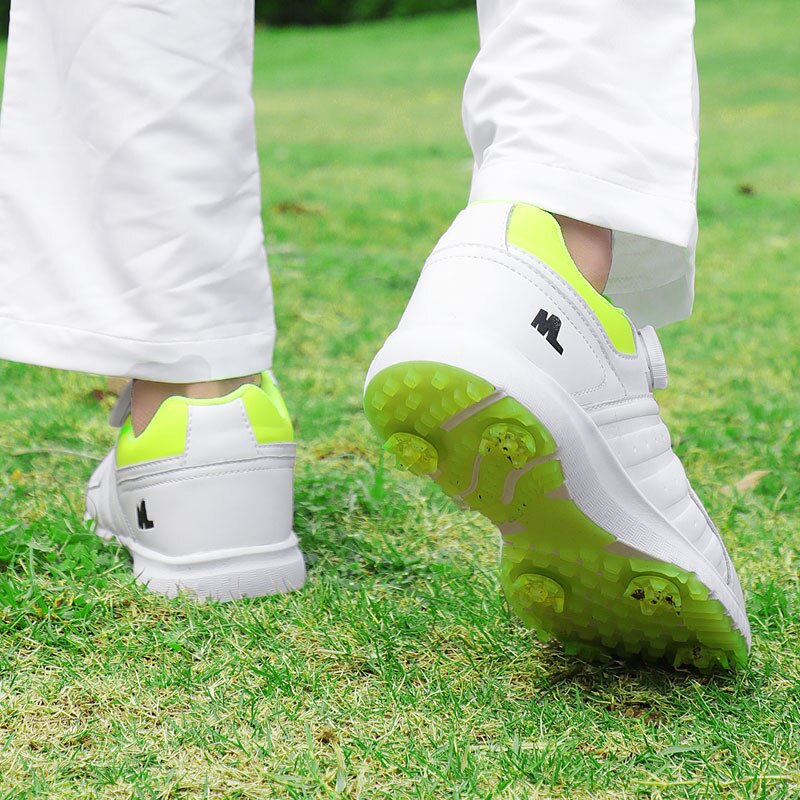 Golfsko mænd vandtæt golffodtøj hvide grønne pigge golfsneakers udendørs gåsko til mænd