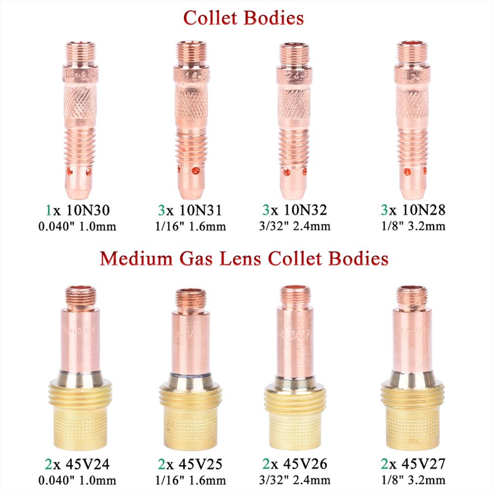 51pz TIG torcia per saldatura lente a gas per WP17 WP18 WP26 TIG tappo posteriore pinza e pinza kit di ricambi per il corpo accessori pratici durevoli
