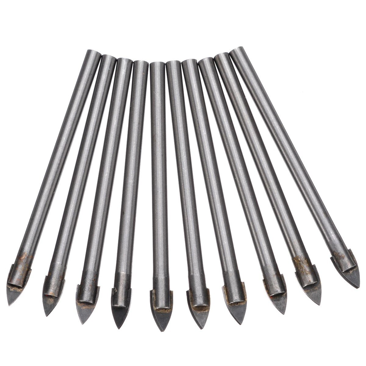 Brocas cruzadas de carburo de tungsteno, punta de 6mm para vidrio, azulejo de cerámica, taladro eléctrico, accesorios de herramientas eléctricas, 10 piezas