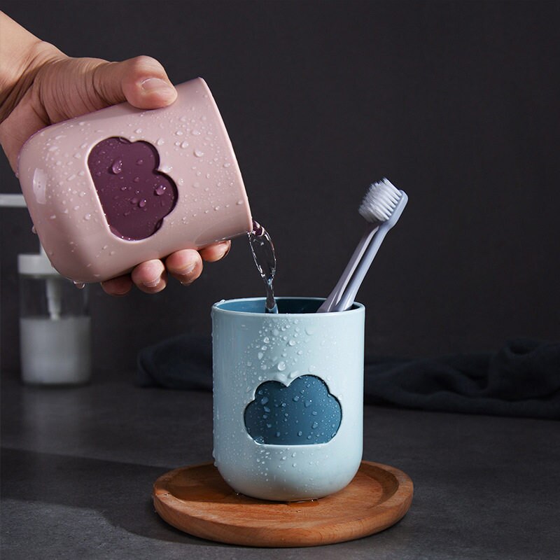 Vasos de baño para cepillos de dientes, taza de lavado portátil de viaje nórdico, buena imagen de nube, organizador de almacenamiento, U3