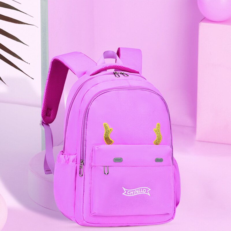 Oyixinger 2022 Student Schooltas Basisschool Mooie Satchel Voor Meisjes En Jongens Grote Capaciteit Effen Kleur Brede Band Zakken: Purple