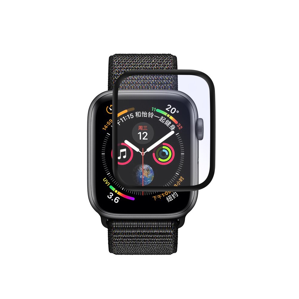 Película de relógio para apple watch, película de relógio de cobertura completa para iwatch series 4 3 2 1 40/44/película protetora para smartwatch de 38/42mm, acessório para relógio inteligente: black / 44mm