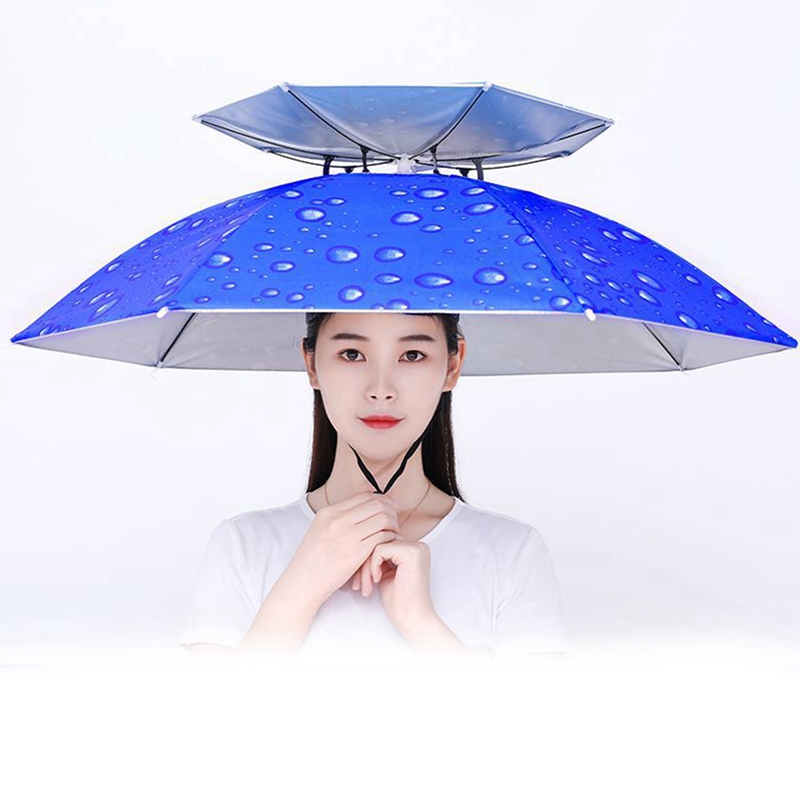 Chapéu guarda-chuva de camada dupla, chapéu ajustável para pesca, acampamento, dia chovendo, mão livre, guarda-chuva, praia, guarda-sol, chapéus dobráveis: MULTI